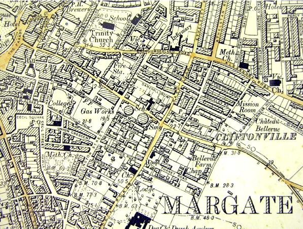 1881 Ordnance survey map of Margate with link to modern ordnance survey map