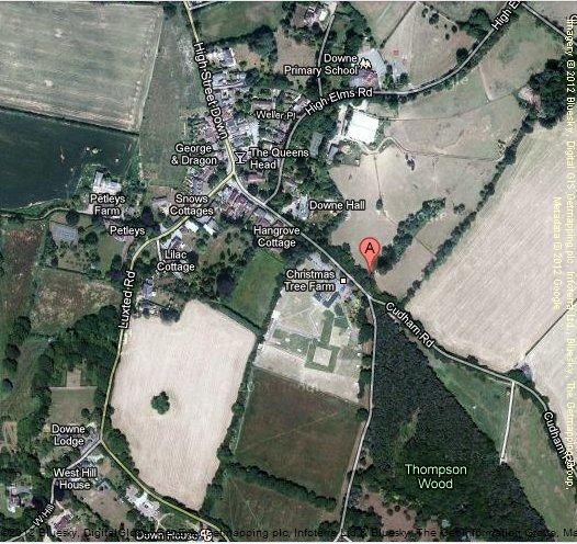 Sattelite image of Downe, Kent, England