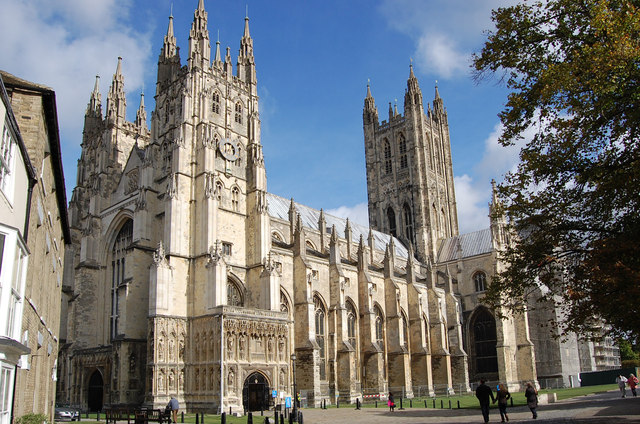 a view of Canterbury Cathedral in Kent, England