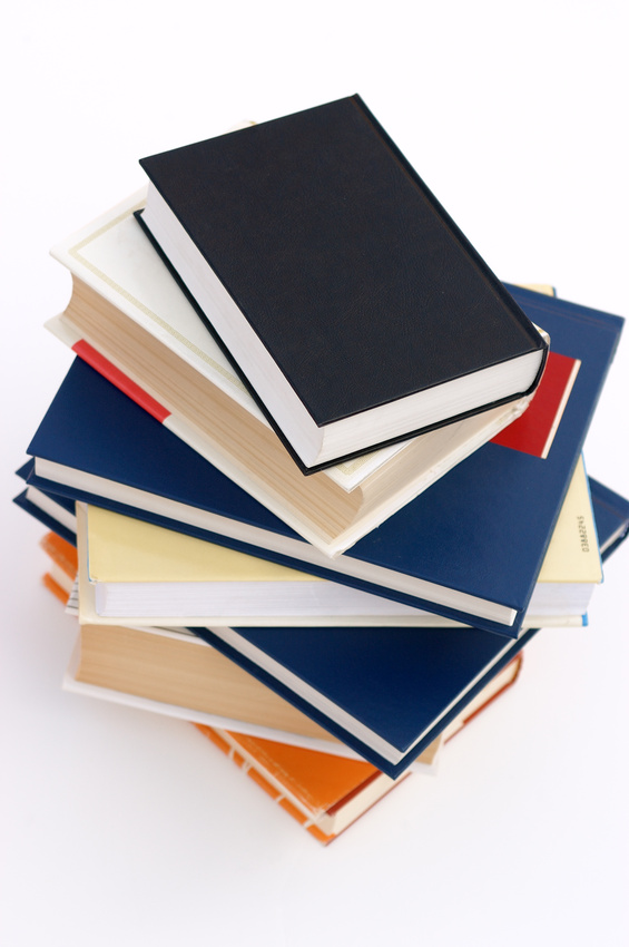 a stack of books against a white background
