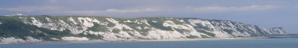 view of the white cliffs of Dover from the sea